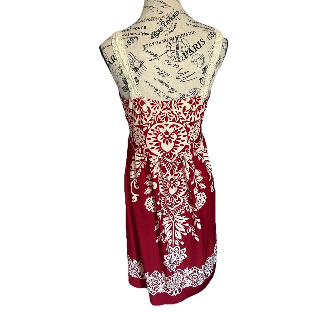 Women Maurice's Red Holidays Boho‎ Midi Lace Pull On Tank Dress Evening Outings - Picture 3 of 5